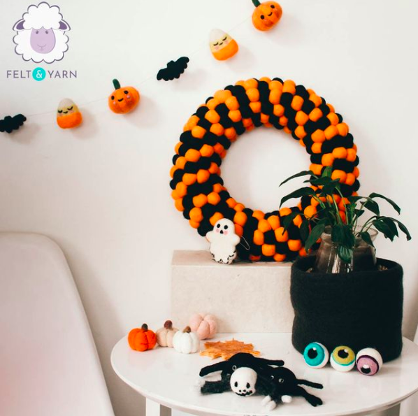 Halloween Felt Wreath and Felt Cat Cave